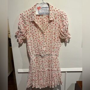 Muse Musette White Dress with Red Floral Print